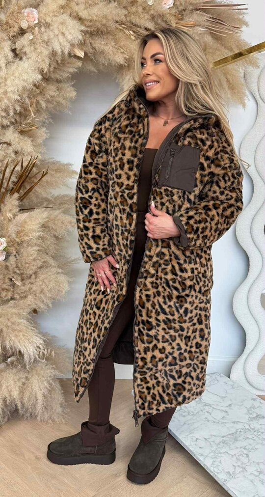 REVERSIBLE LEOPARD SOFT WINTERJACKET 8715 CHOCO