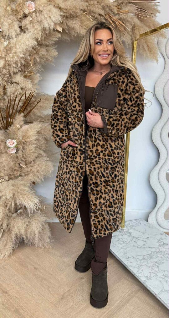 REVERSIBLE LEOPARD SOFT WINTERJACKET 8715 CHOCO