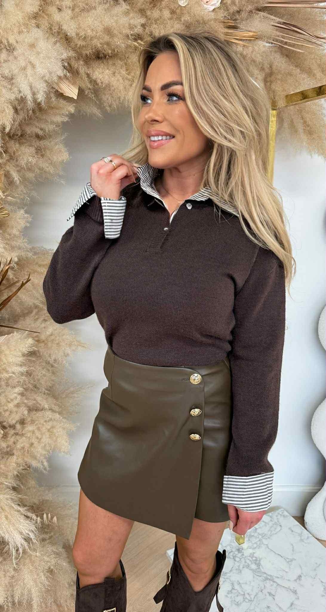 STRIPE KRAAG SWEAT AM722 CHOCO