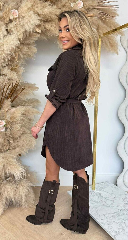 CORDUROY LUS DRESS CHOCO