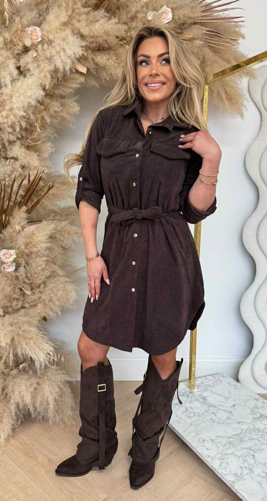 CORDUROY LUS DRESS CHOCO