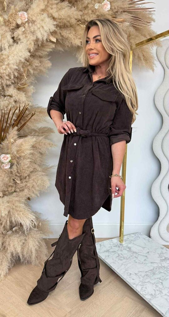 CORDUROY LUS DRESS CHOCO