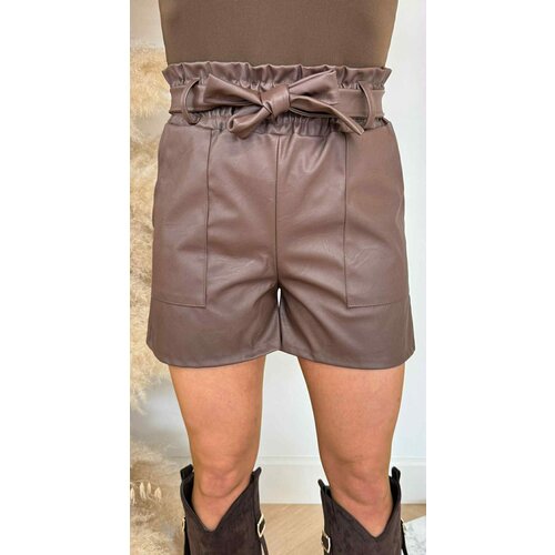 BOW LEATHER LOOK SHORT CHOCO BOW LEATHER LOOK SHORT CHOCO