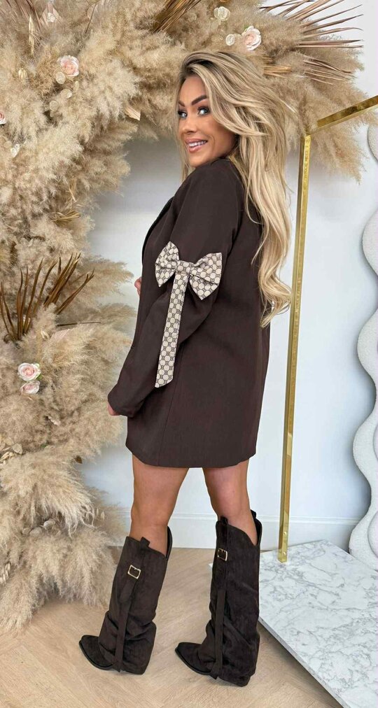 INSPIRED BOW BLAZER CHOCO