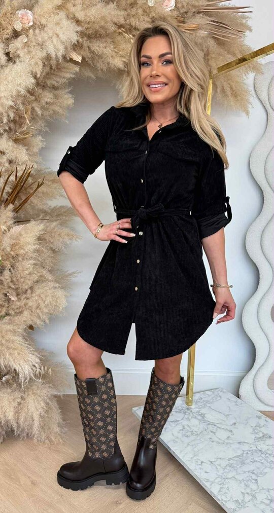 CORDUROY LUS DRESS BLACK