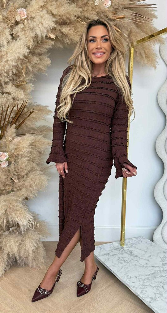 RUFFLY DRESS 9792 CHOCO