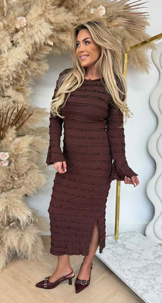 RUFFLY DRESS 9792 CHOCO