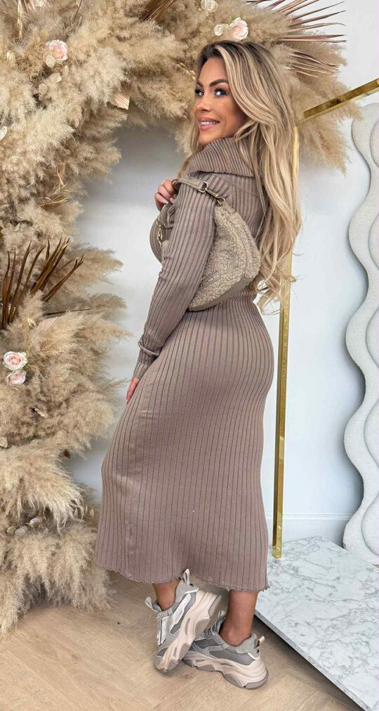 KRAAG RIB DRESS 91022 TAUPE