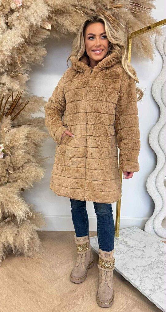 MICHELLE FLUFFLY JACKET LONG 882 CAMEL MICHELLE FLUFFLY JACKET LONG 882 CAMEL