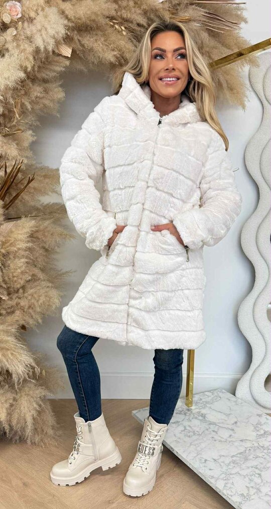 MICHELLE FLUFFLY JACKET LONG 882 CREME MICHELLE FLUFFLY JACKET LONG 882 CREME