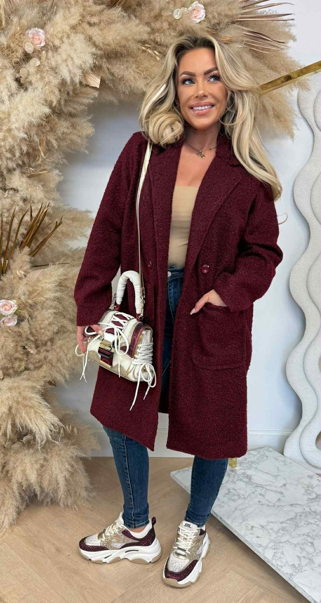 ROMEE TEDDY COAT BORDEAUX
