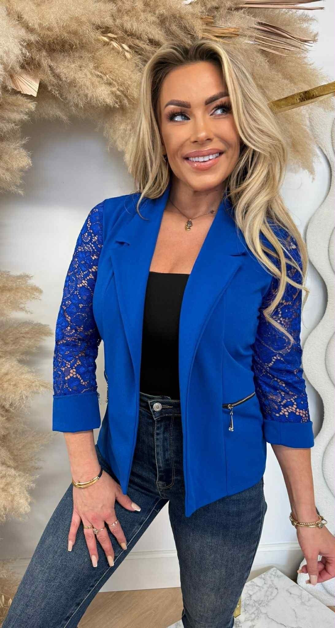 LACE ZIP VESTJE KOBALT