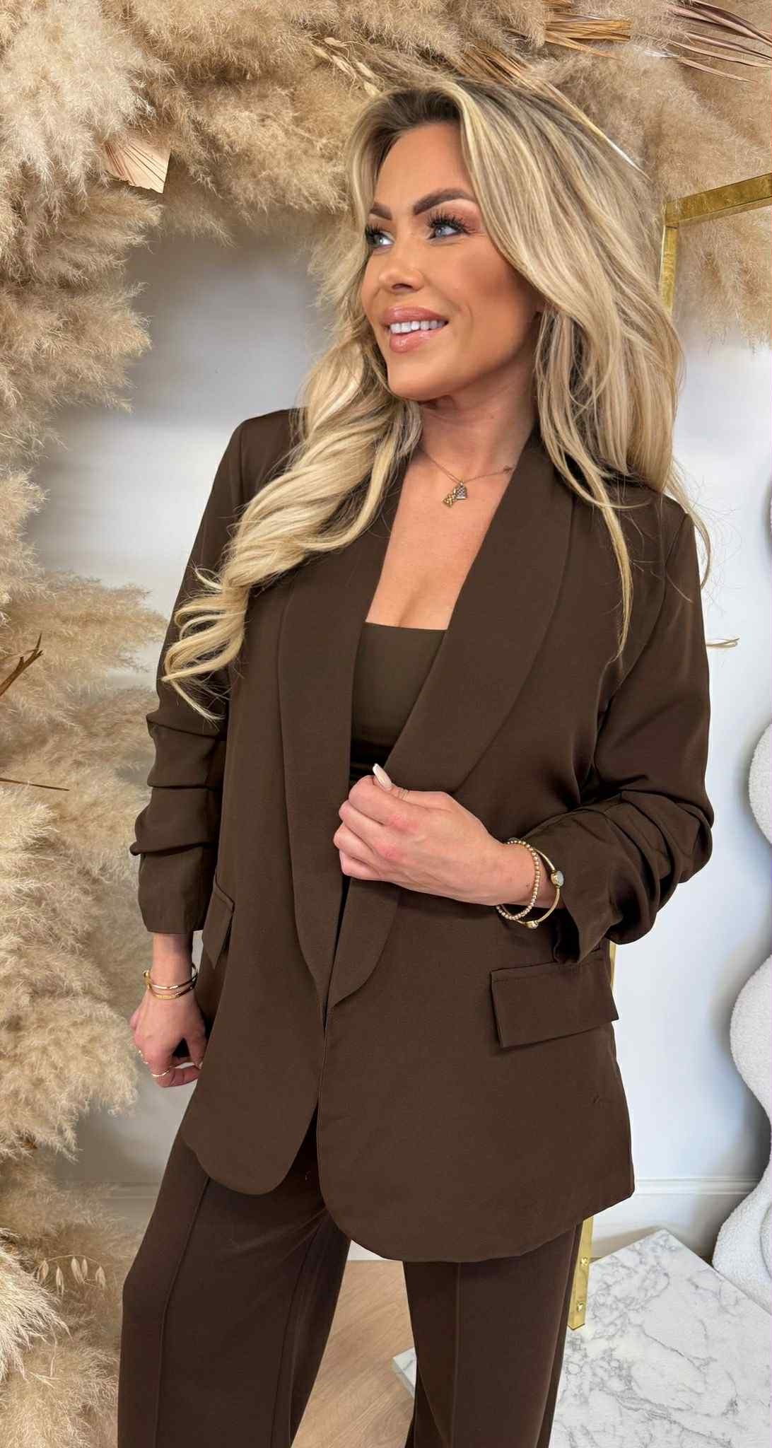 LEA CROPPED MOUW BLAZER CHOCO