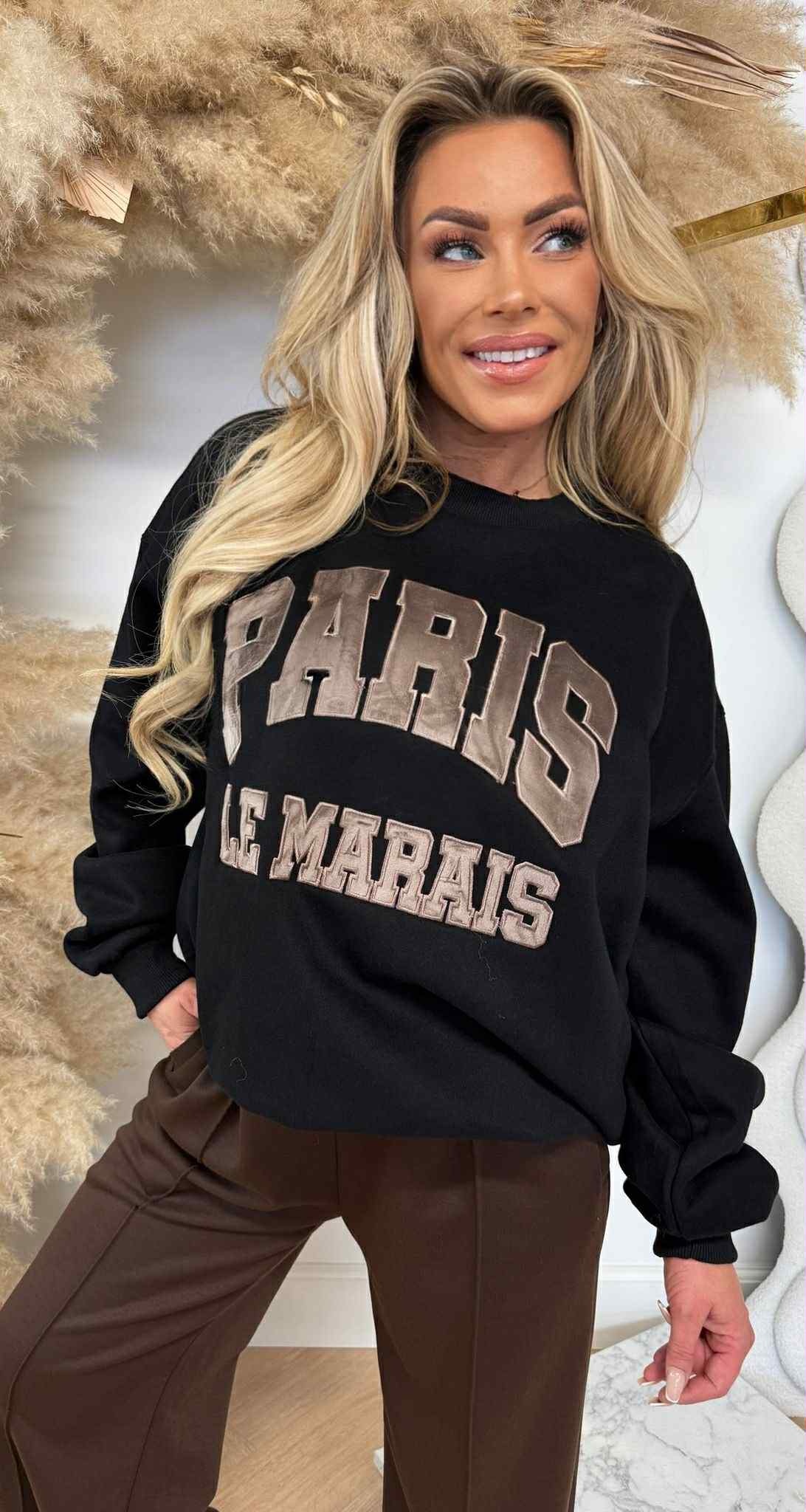 PARIS OVERSIZED FLEECE SWEAT J121 BLACK
