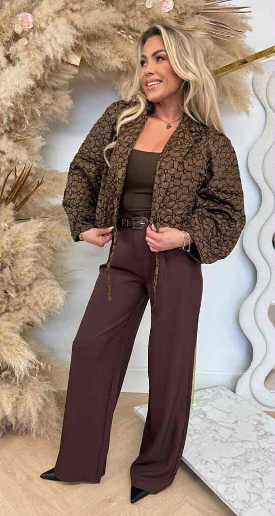 PRINT OMSLAG VESTJE Y606 CHOCO PRINT OMSLAG VESTJE Y606 CHOCO