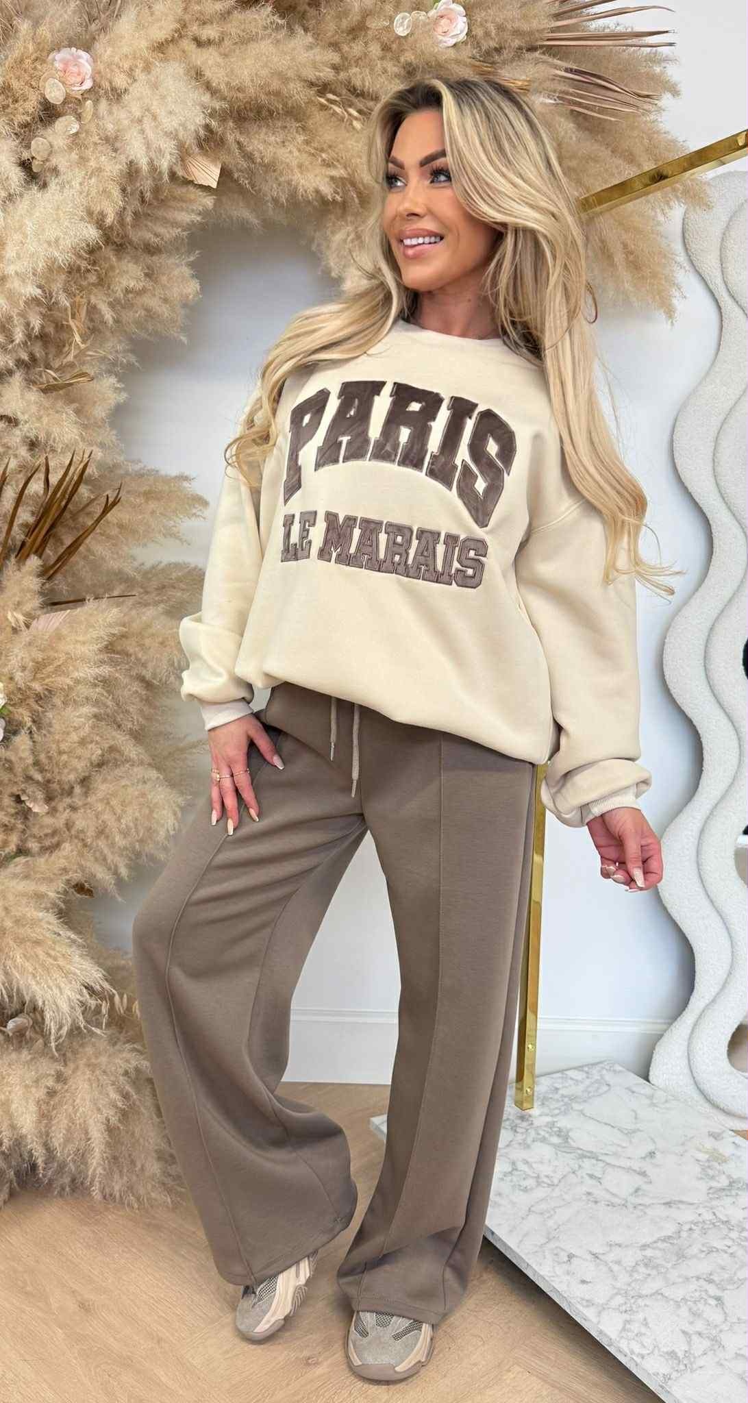 PARIS OVERSIZED FLEECE SWEAT J121 BEIGE