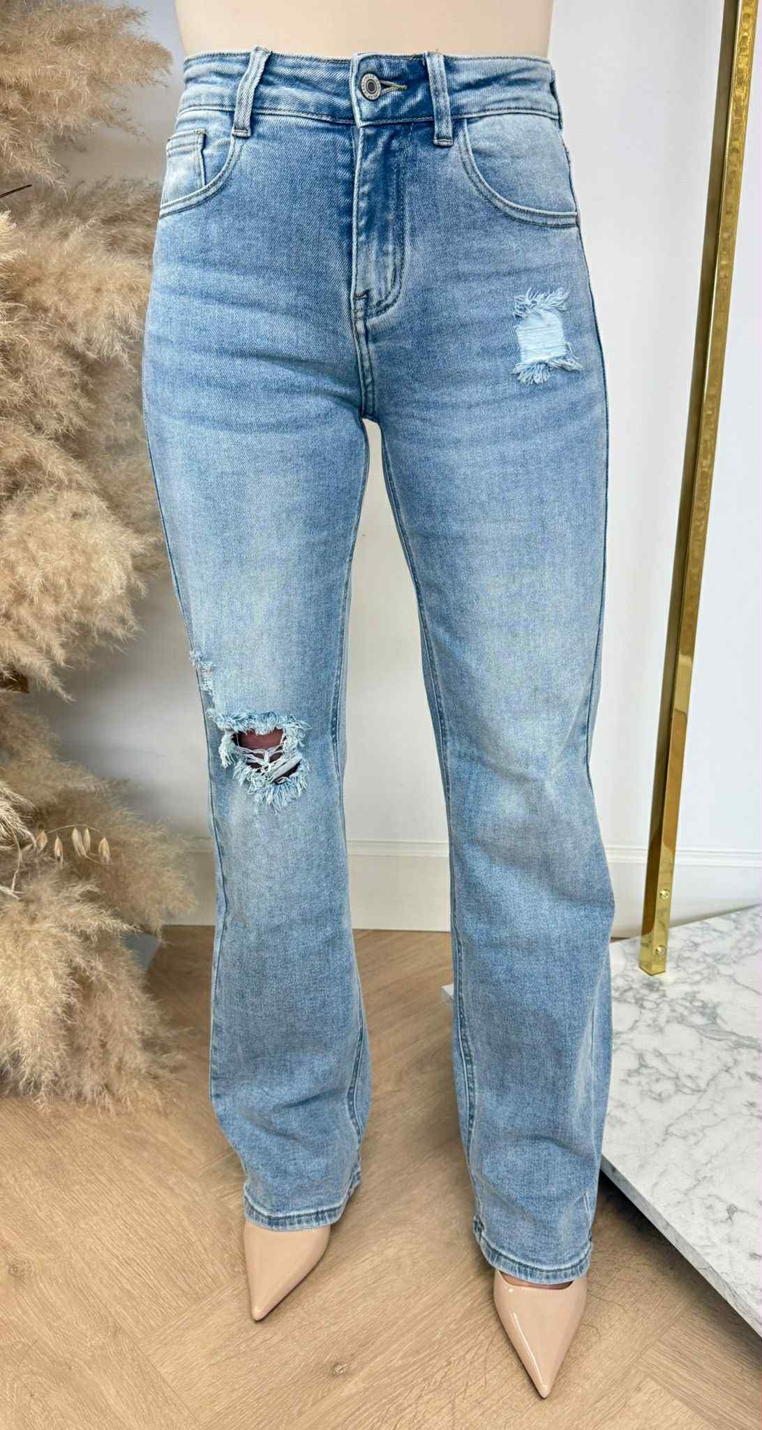STRAIGT LEG DESTROYED JEANS 9032 DENIMBLUE