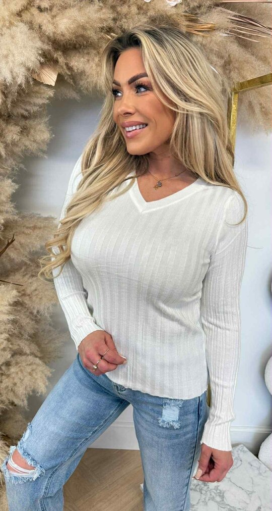 RIB V TOP 11073 OFFWHITE RIB V TOP 11073 OFFWHITE