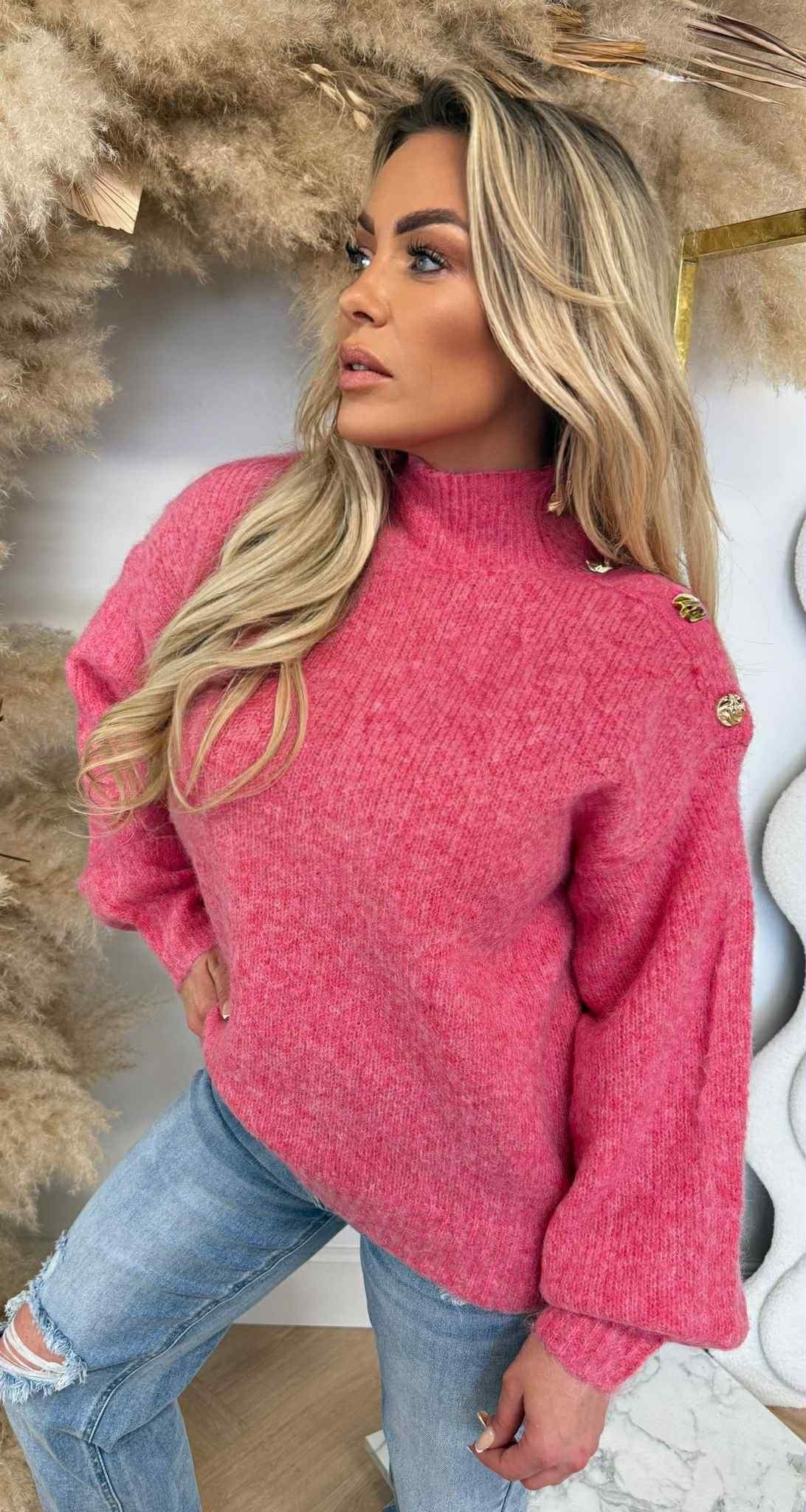 GLAM BUTTON SWEAT 8056 PINK