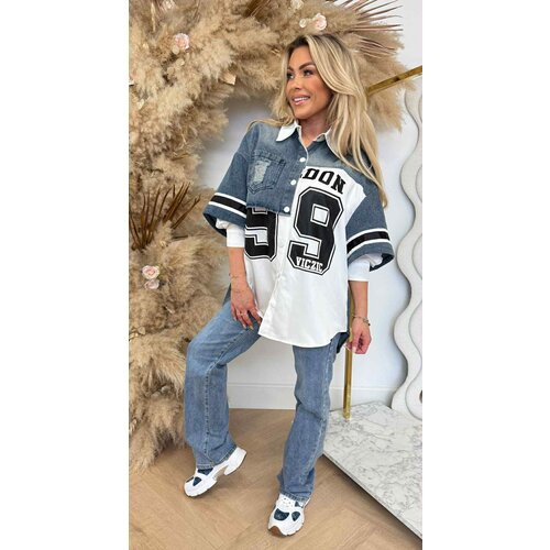 VICZIC DENIM BLOUSE 495 WHITE VICZIC DENIM BLOUSE 495 WHITE