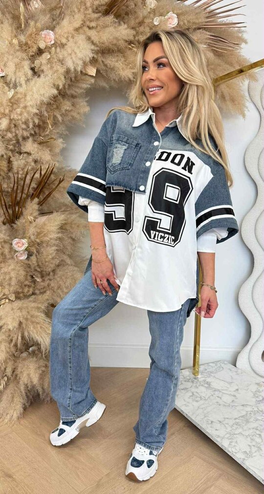 VICZIC DENIM BLOUSE 495 WHITE VICZIC DENIM BLOUSE 495 WHITE
