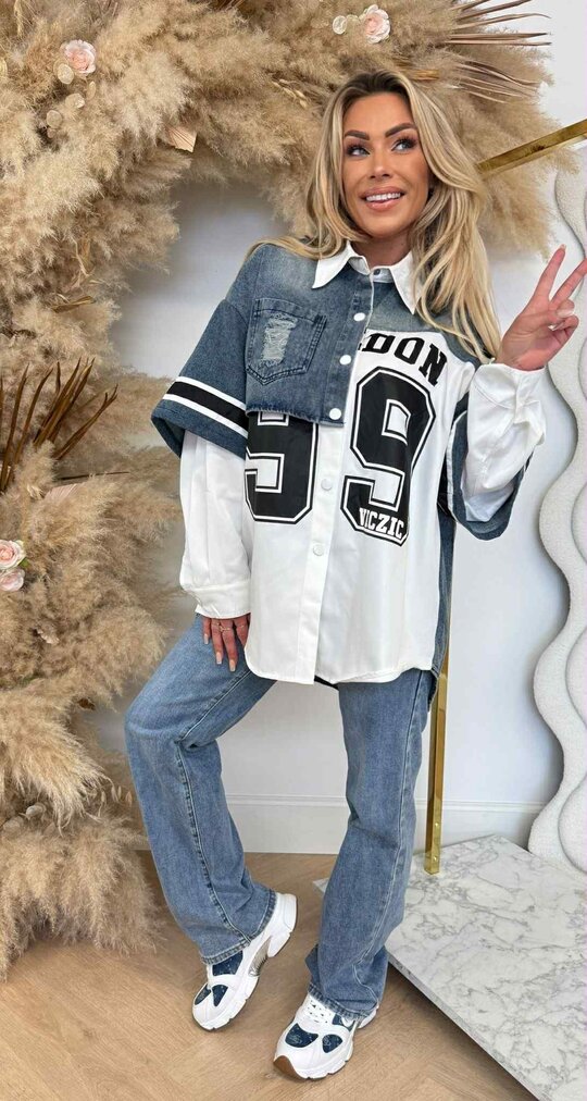 VICZIC DENIM BLOUSE 495 WHITE VICZIC DENIM BLOUSE 495 WHITE