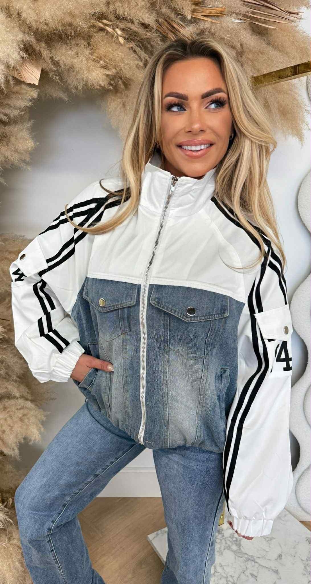 OVERSIZED DENIM STRIPE JACKET 415 OFFWHITE/DENIM