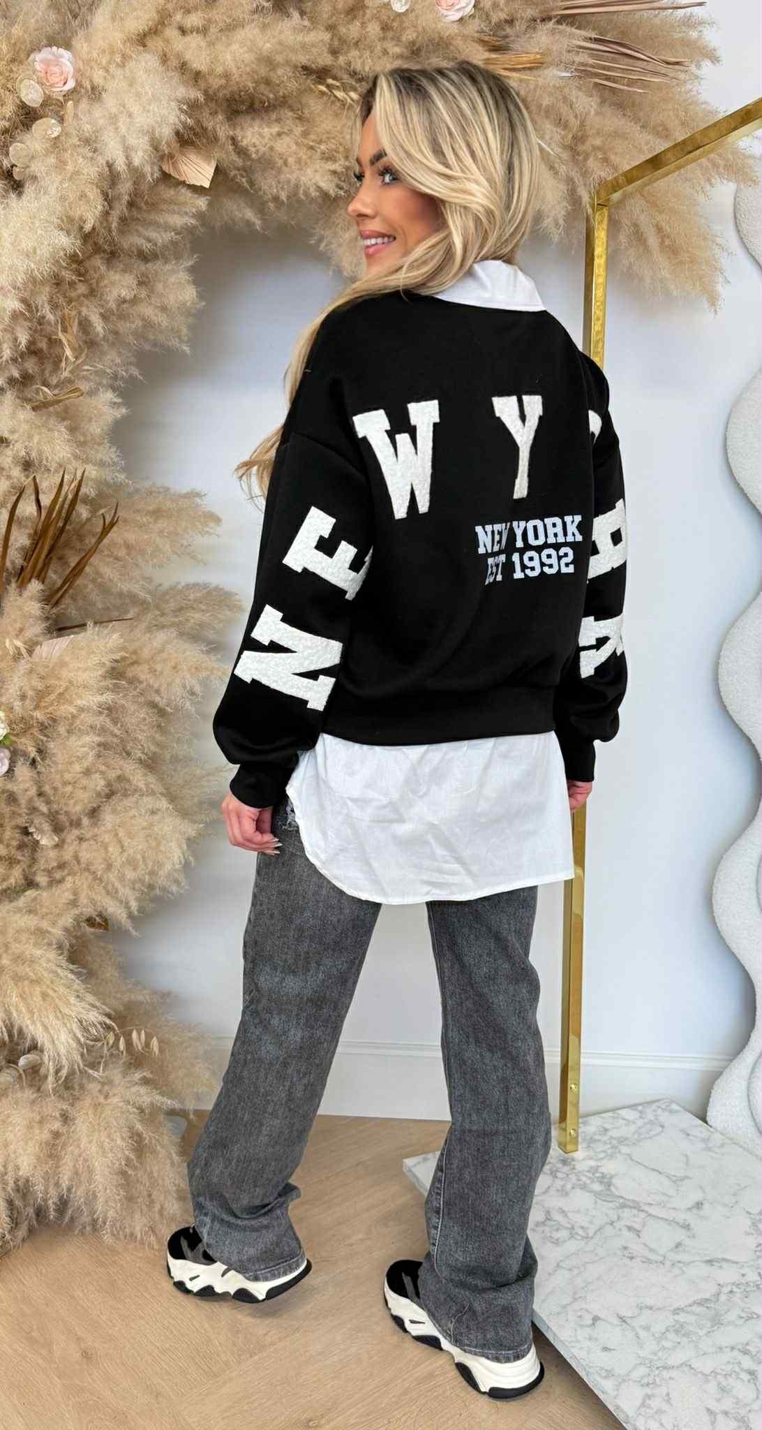 NEW YORK SWEAT+ BLOUSE BLACK