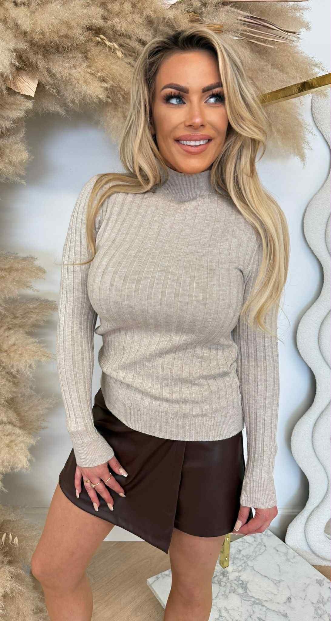 TURTLE RIB BASIC TOP TAUPE TURTLE RIB BASIC TOP TAUPE