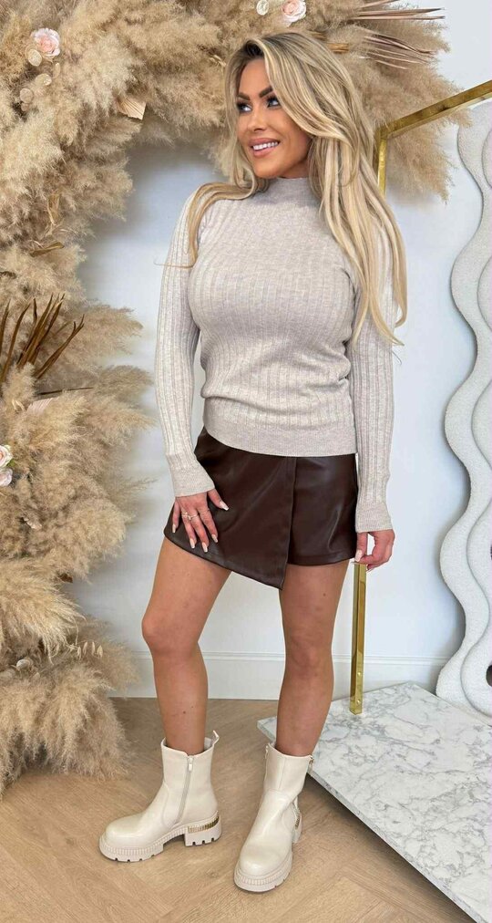 TURTLE RIB BASIC TOP BEIGE TURTLE RIB BASIC TOP BEIGE