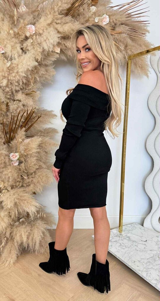 RIBBLE OMSLAG DRESS 366 BLACK RIBBLE OMSLAG DRESS 366 BLACK