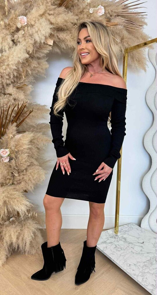 RIBBLE OMSLAG DRESS 366 BLACK RIBBLE OMSLAG DRESS 366 BLACK