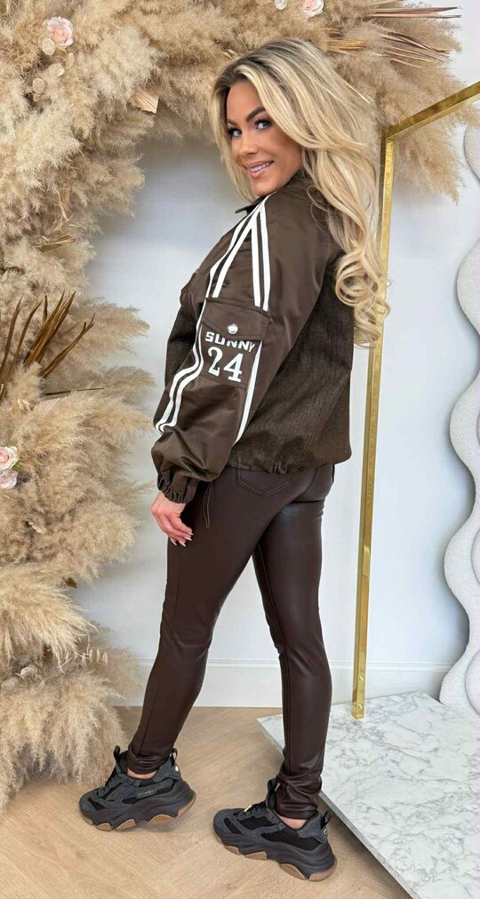 OVERSIZED DENIM STRIPE JACKET 415 CHOCO OVERSIZED DENIM STRIPE JACKET 415 CHOCO