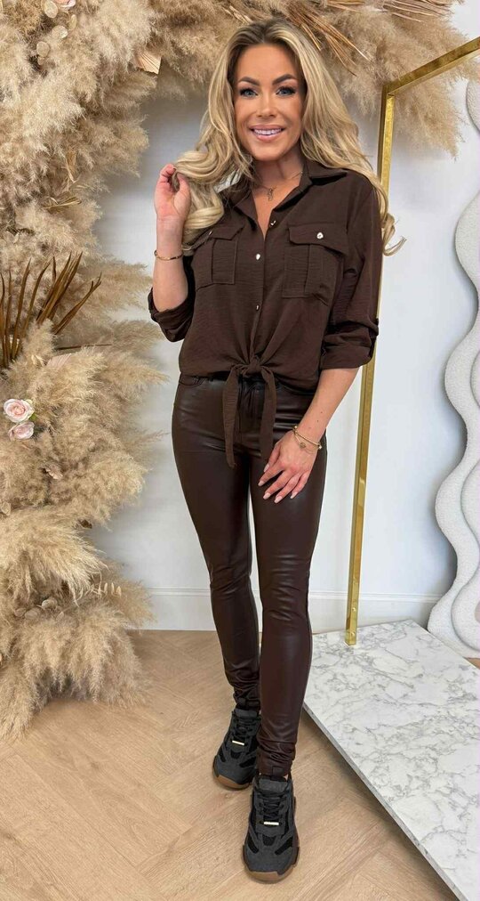 LARIS KNOOP BLOUSE CHOCO LARIS KNOOP BLOUSE CHOCO