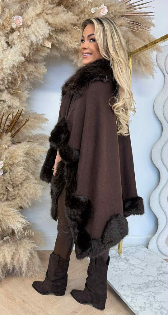 FAKE FUR PONCHO 96120 COFFEE FAKE FUR PONCHO 96120 COFFEE