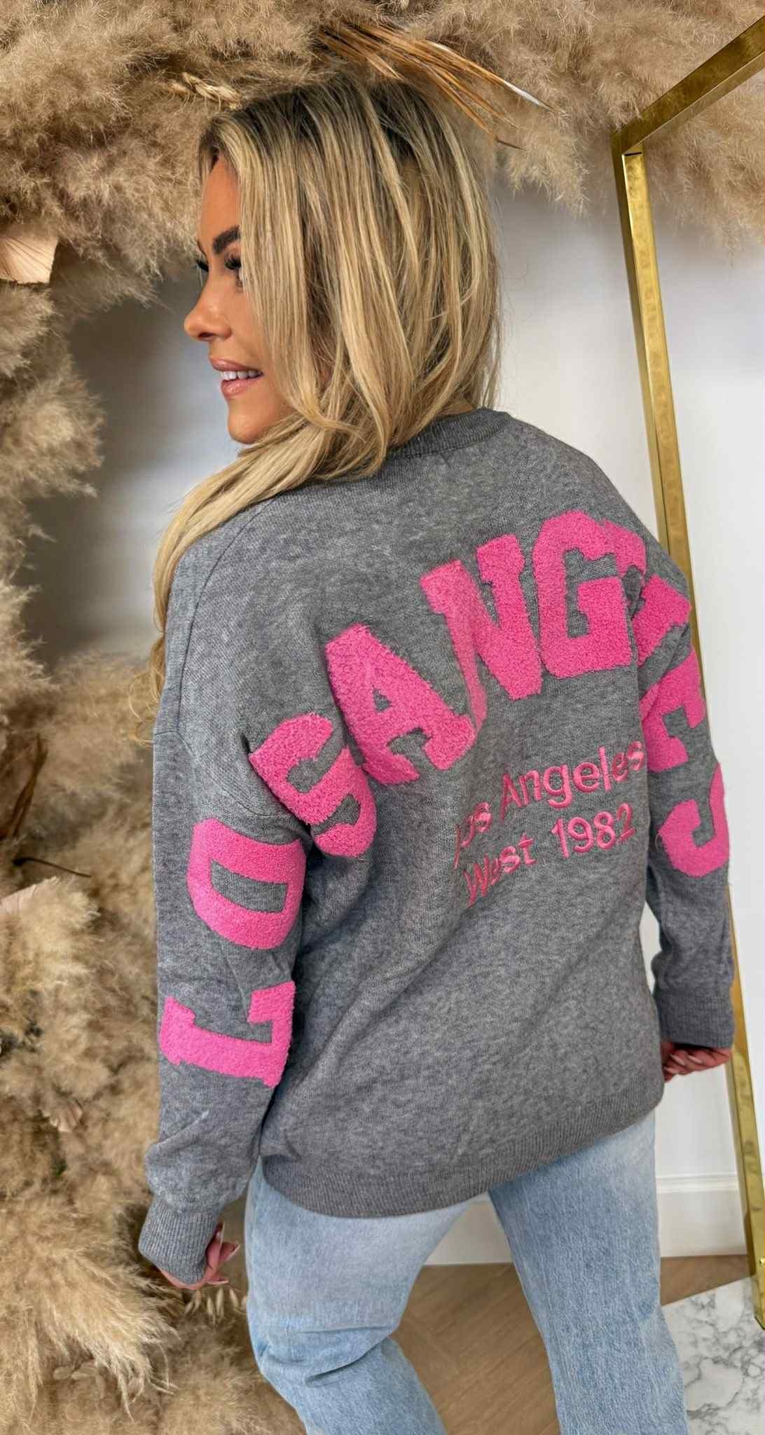 LOS ANGELES TEDDY TEKST SWEAT 3831143  GREY
