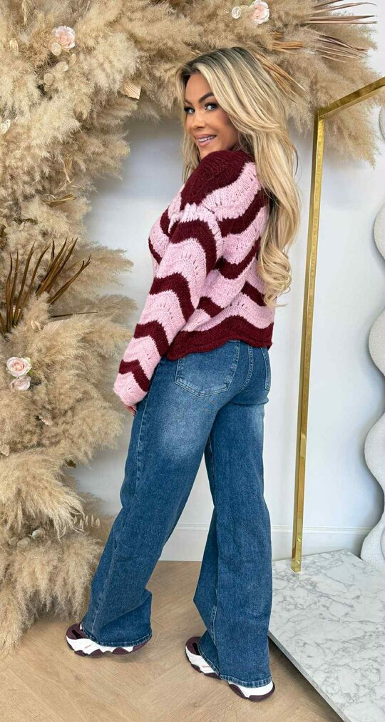 STRIPE SCHULP SWEAT BORDEAUX/PINK STRIPE SCHULP SWEAT BORDEAUX/PINK