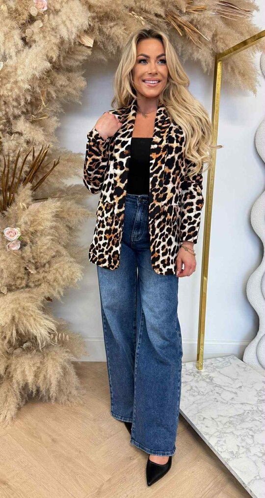 ALL OVER LEOPARD BLAZER BLACK/BEIGE ALL OVER LEOPARD BLAZER BLACK/BEIGE