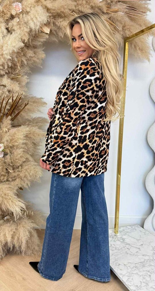 ALL OVER LEOPARD BLAZER BLACK/BEIGE ALL OVER LEOPARD BLAZER BLACK/BEIGE
