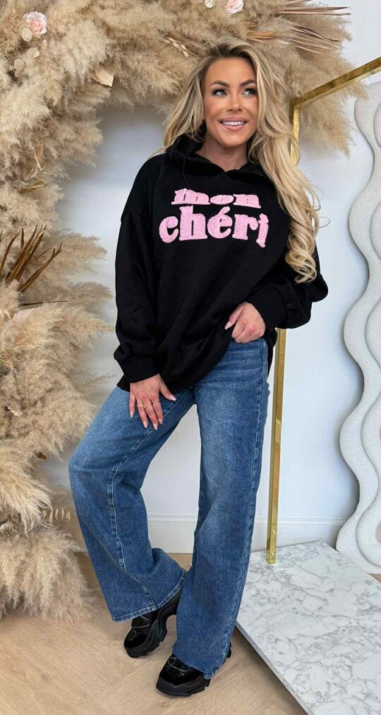 MON CHERI OVERSIZED HOODIE *L* BLACK MON CHERI OVERSIZED HOODIE *L* BLACK