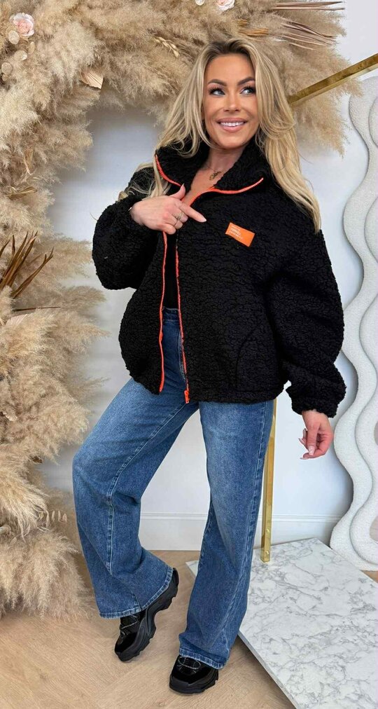 TEDDY ZIP JACKET BLACK TEDDY ZIP JACKET BLACK