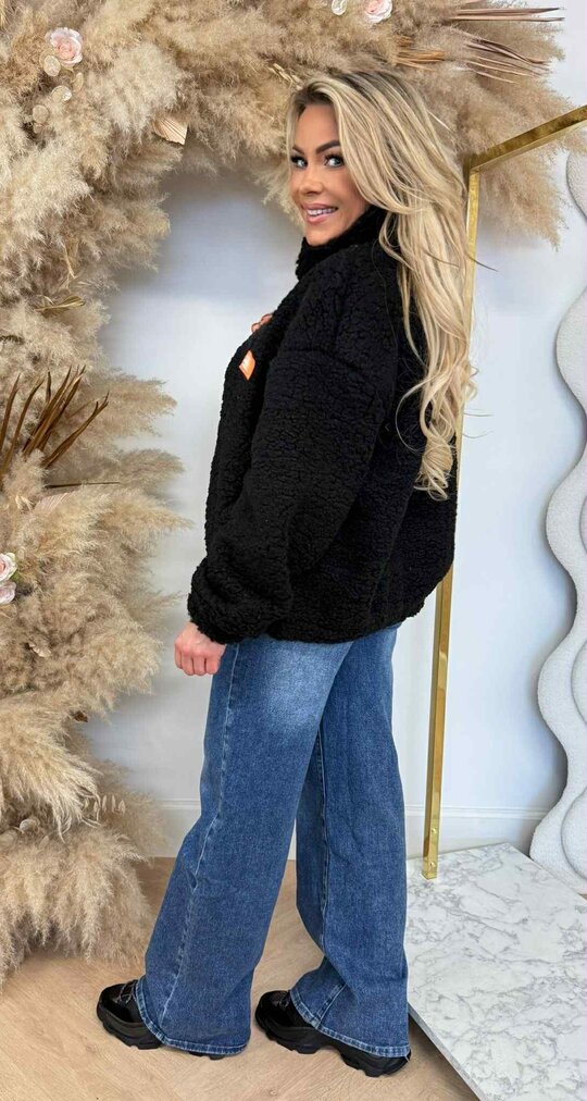 TEDDY ZIP JACKET BLACK TEDDY ZIP JACKET BLACK