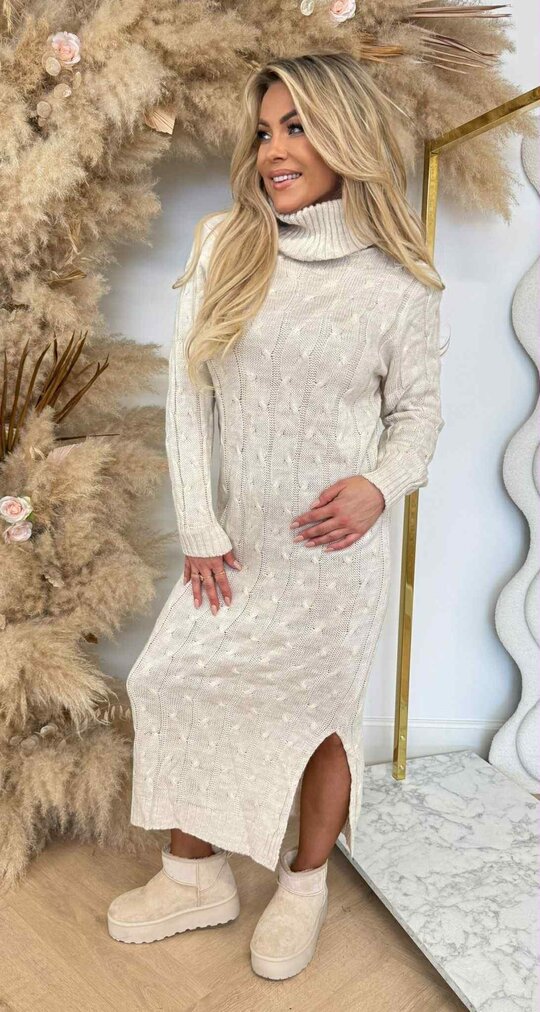 KABEL KOL DRESS LONG LIGHTBEIGE KABEL KOL DRESS LONG LIGHTBEIGE