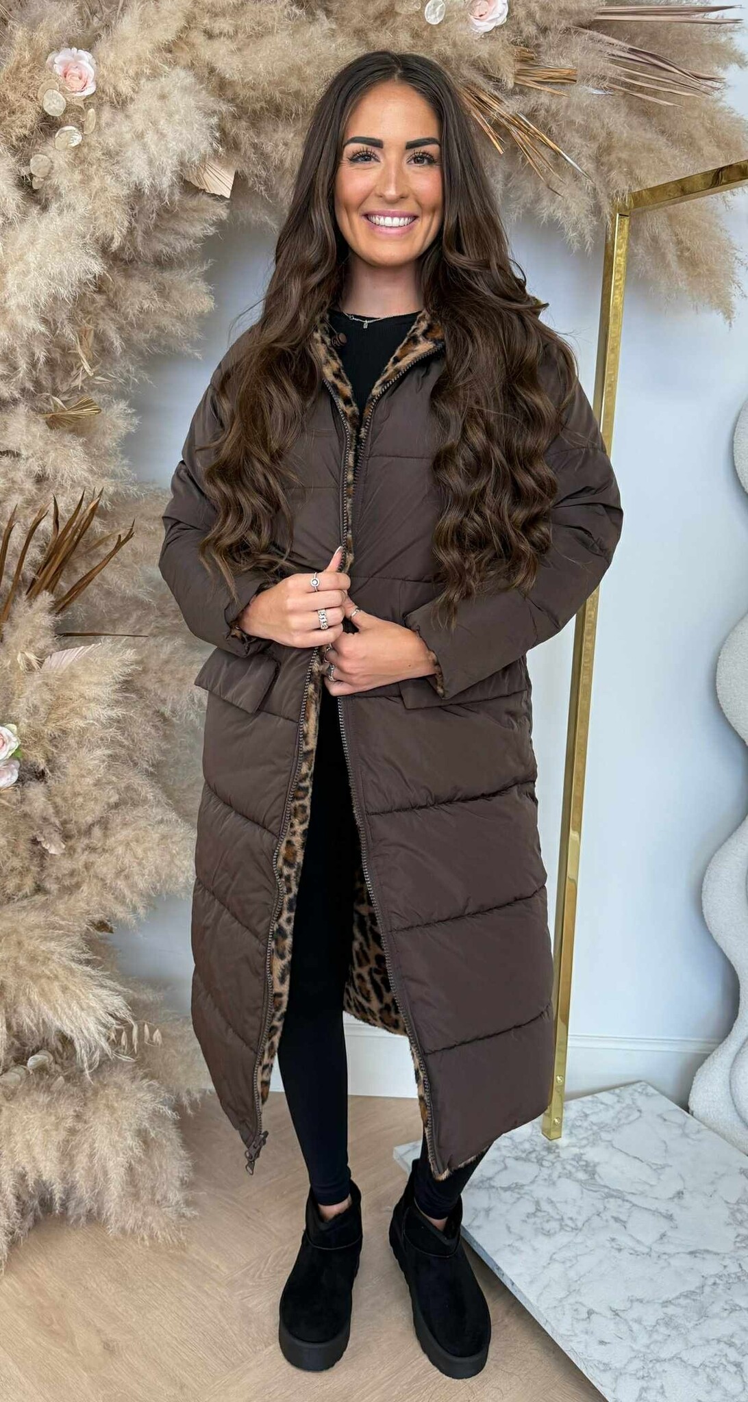 REVERSIBLE LEOPARD SOFT WINTERJACKET 8715 CHOCO