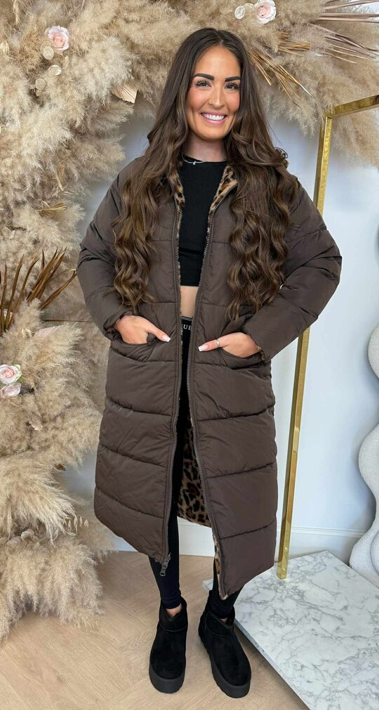 REVERSIBLE LEOPARD SOFT WINTERJACKET 8715 CHOCO