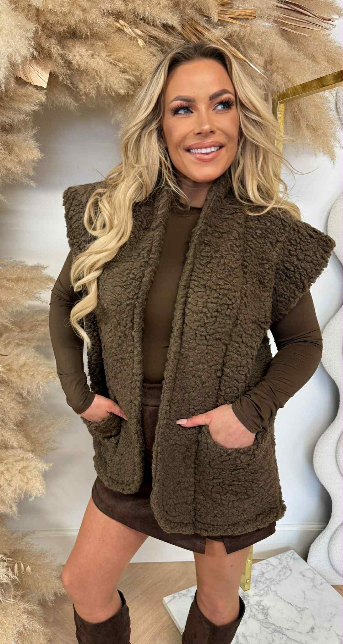 SOFT TEDDY GILET CHOCO