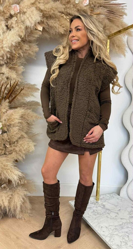 SOFT TEDDY GILET CHOCO