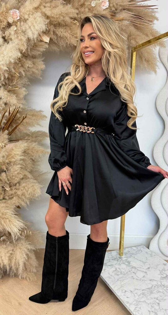 CHAIN SATIN TUNIEK BLACK