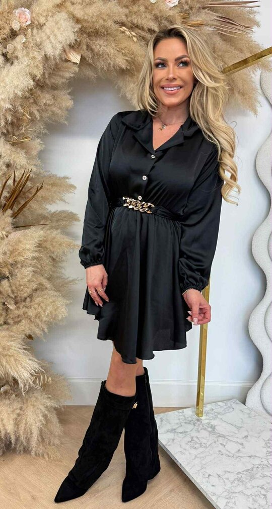 CHAIN SATIN TUNIEK BLACK