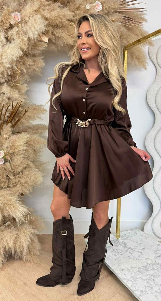CHAIN SATIN TUNIEK CHOCO